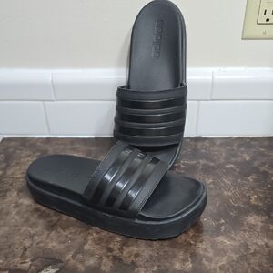Adidas Black Platform Slides